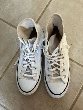 Classic White High-Top Canvas  platform Sneakers